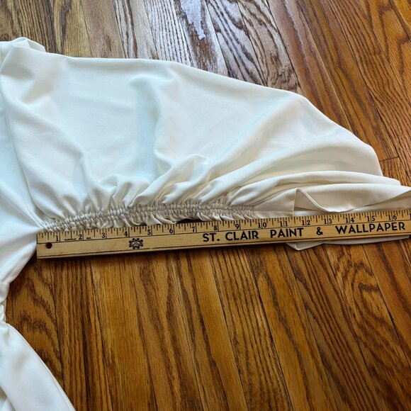 Solace London White Blouse with Puff Sleeves and Ruched Style - Picture 10 of 10